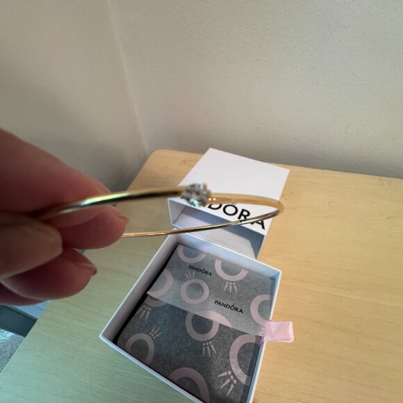 ✨ Pandora Nova 14k Gold Lab-grown Diamond Open Bangle | Size M | 8” - Picture 5 of 6